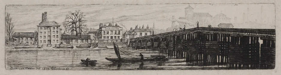 Udsigt over Battersea Bridge fra Middlesex-kysten, 1874